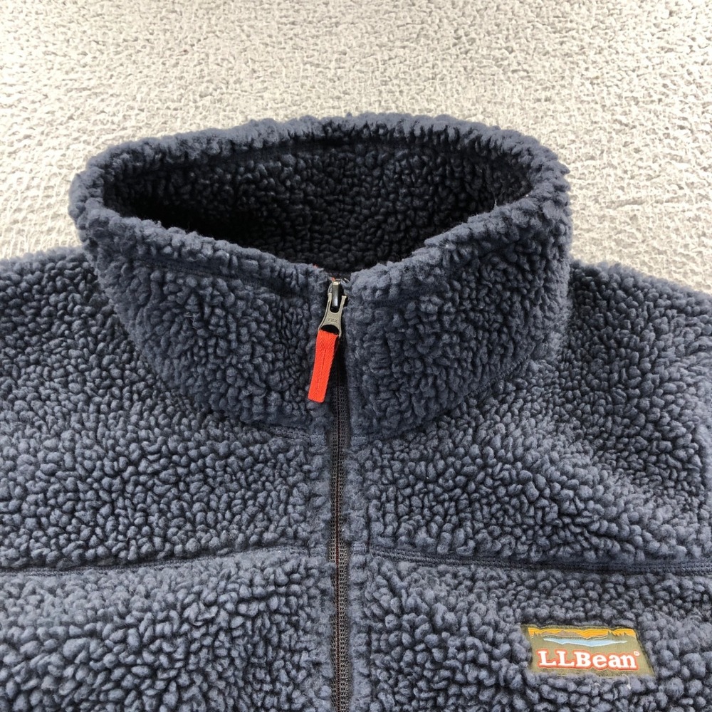 LL Bean Jacket Womens Large Blue Mountain Pile Fleece Full Zip Deep Sherpa - Picture 3 of 12